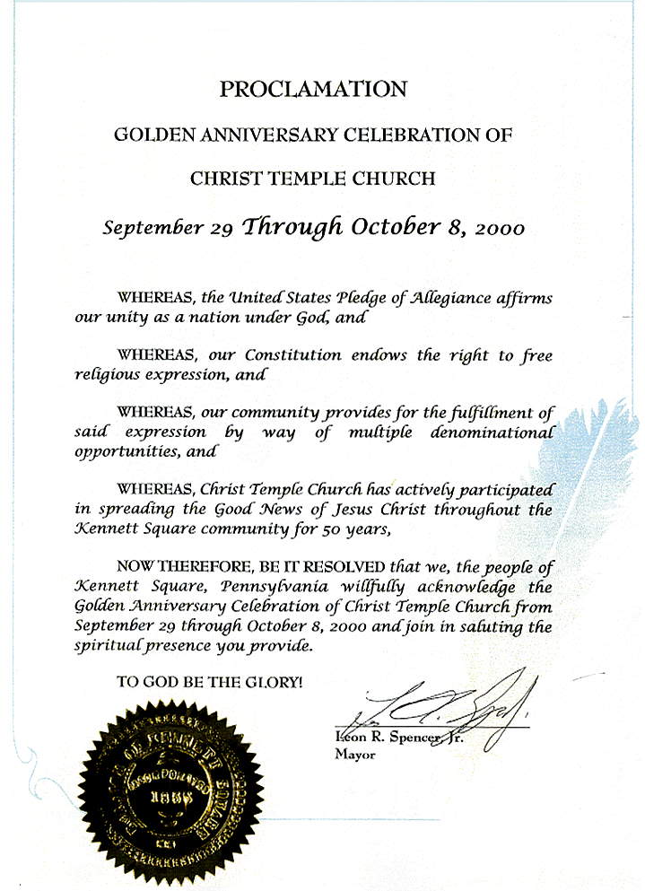 proclamation for Greater Works Ministries