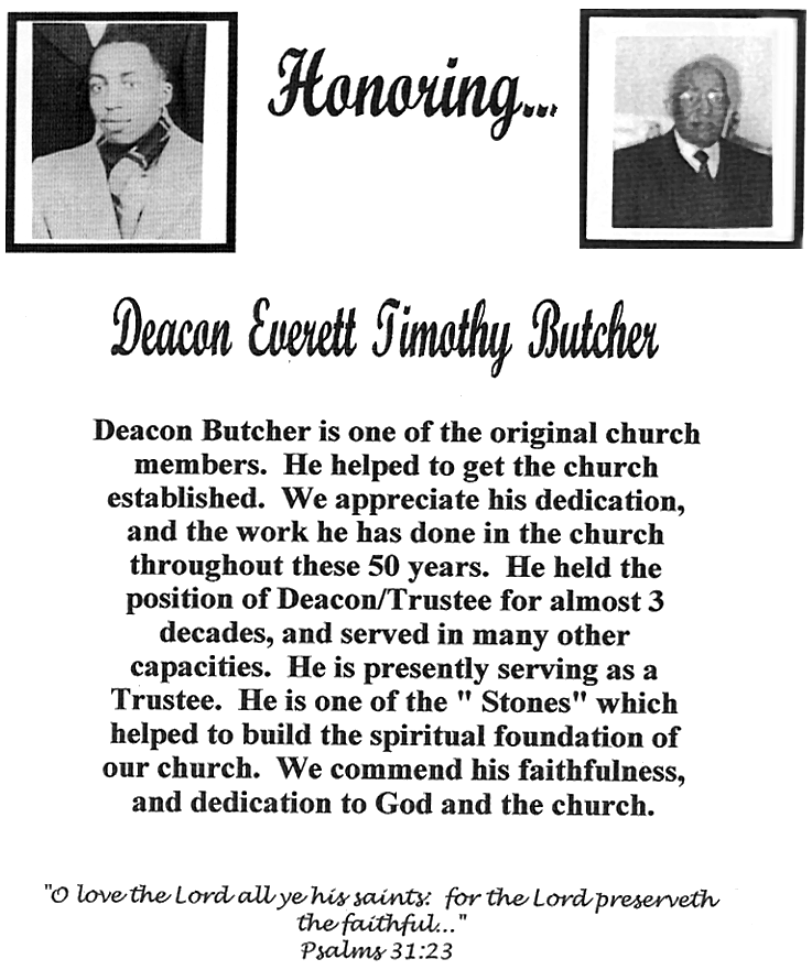 Honoring Deacon Everett Timothy Butcher