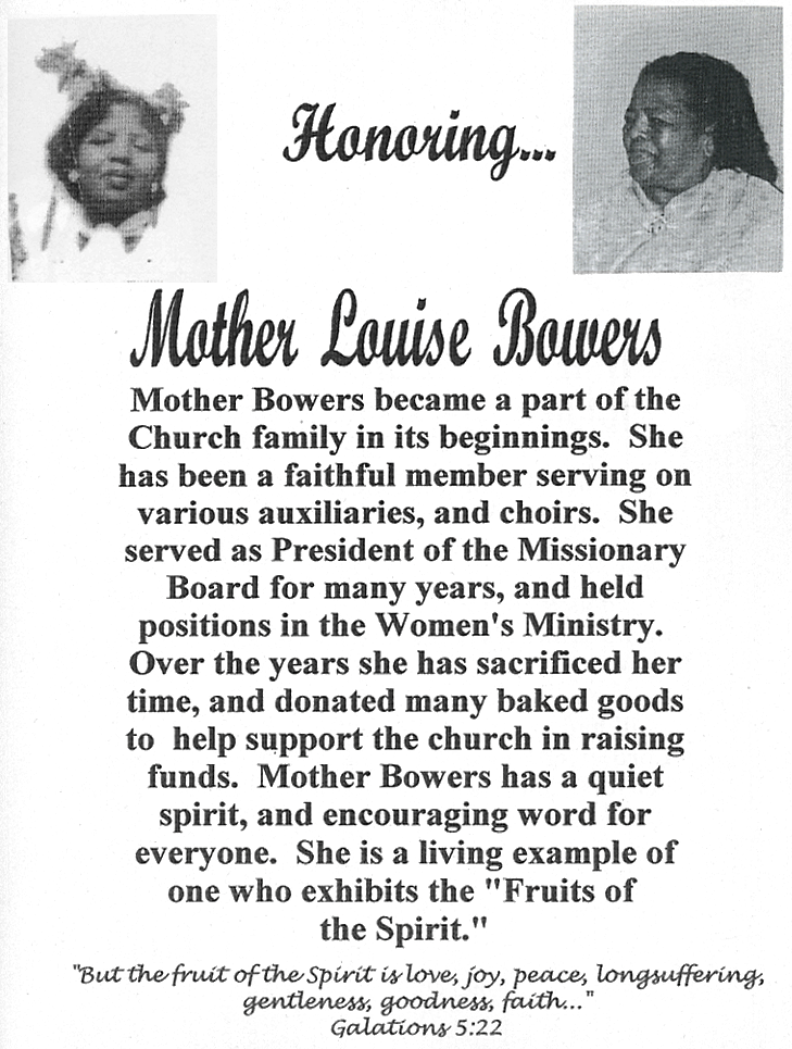 Honoring Mother Louise Bowers